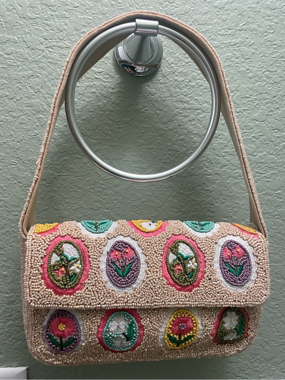 Viral Floral Shoulder Beaded Bag